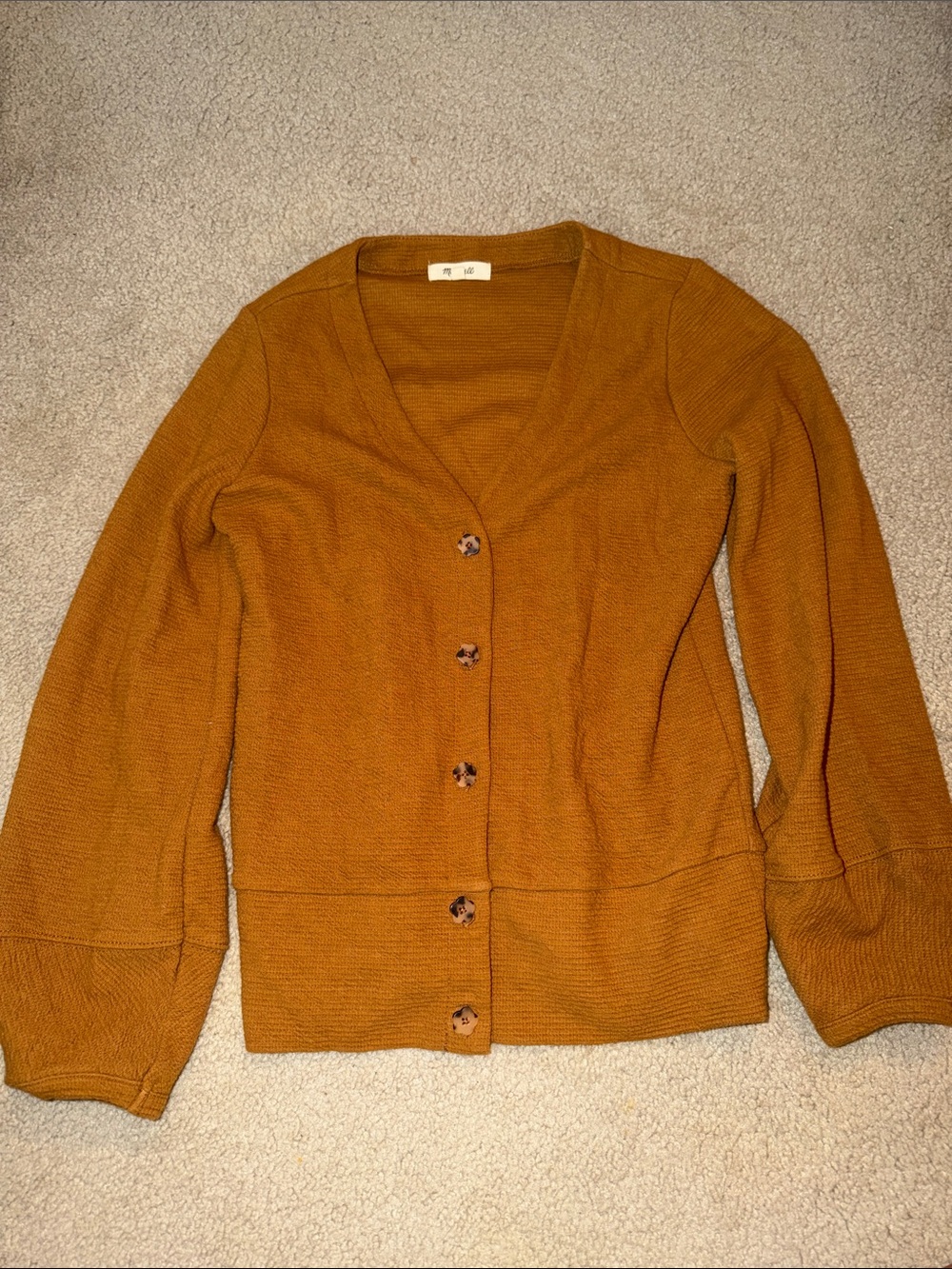 Madewell Women's V-Neck Button Cardigan in Mustard Brown